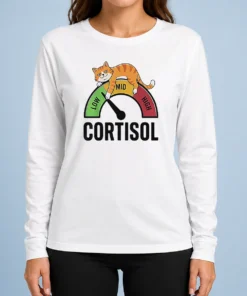 Top Cortisol Cat Lying On Low Mid High Gauge Long Sleeve Shirt