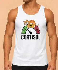 Top Cortisol Cat Lying On Low Mid High Gauge Tank Top