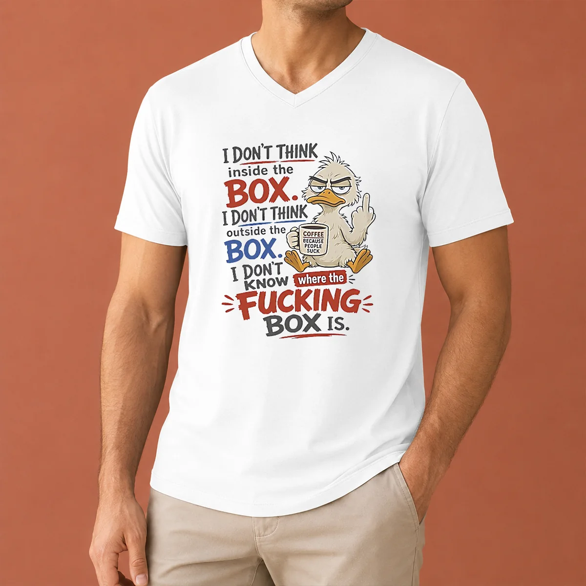 Top Duck I Don'T Think Inside V-Neck Shirt Top Duck I Don'T Think Inside V-Neck Shirt