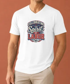 Top Funny Labour Day Vintage Celebrating The Spirit Of Labor V-Neck Shirt