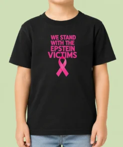 Top Good We Stand With The Epstein Victims Pink Ribbon Kids T-Shirt