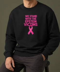 Top Good We Stand With The Epstein Victims Pink Ribbon Sweater