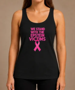 Top Good We Stand With The Epstein Victims Pink Ribbon Tank Top