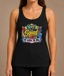 Top Hot Cute Cartoon Back To School Squad Student Tank Top