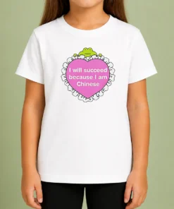 Top I Will Succeed Because I Am Chinese Heart Frog Kids T Shirt featuring a bold graphic and comfortable fit for children