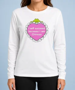 Top I Will Succeed Because I Am Chinese Heart Frog Long Sleeve Shirt