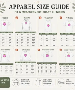 Size chart for Top I Will Succeed Because I Am Chinese Heart Frog with measurements in inches and cm
