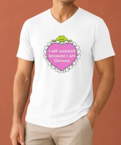 Top I Will Succeed Because I Am Chinese Heart Frog V-Neck Shirt