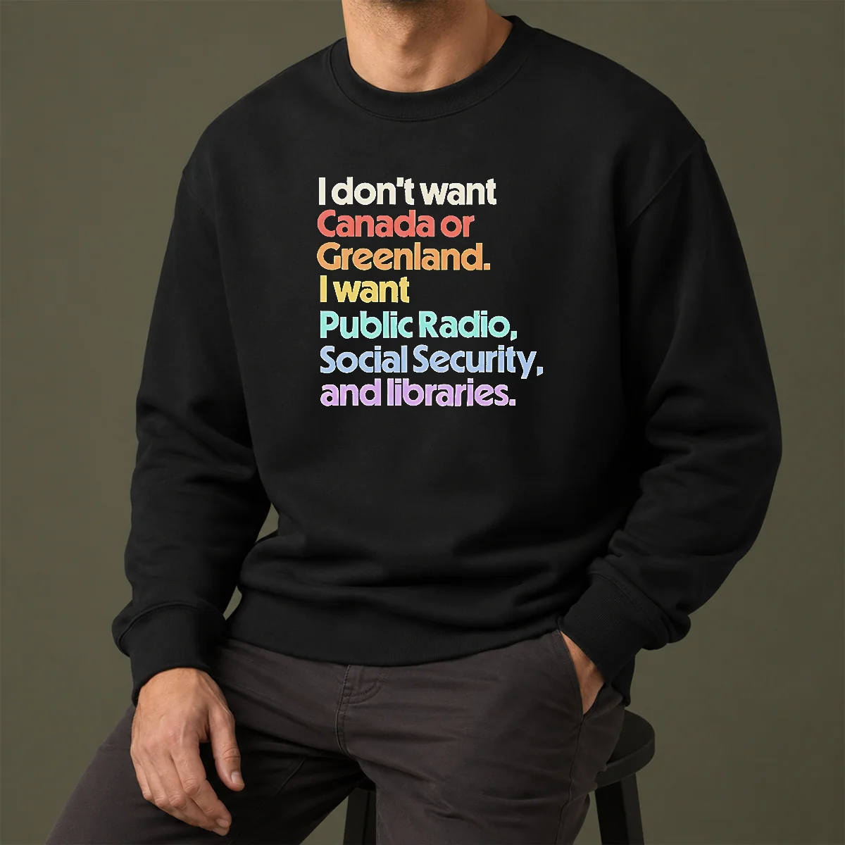 Top Official I Don'T Want Canada Or Greenland I Want Public Radio Social Security And Libraries Sweater