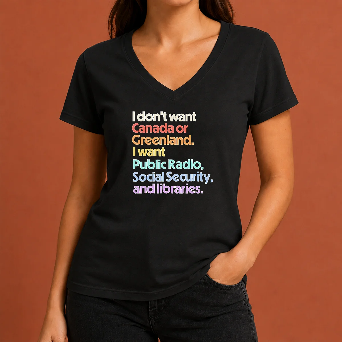 Top Official I Don'T Want Canada V-Neck Shirt Top Official I Don'T Want Canada V-Neck Shirt