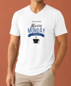 Top Pretty Just Another Messy Monday Let'S Get Into It Coffee V-Neck Shirt