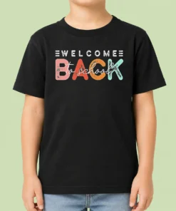 Top Pretty Welcome Back To School Distressed Typography Kids T-Shirt