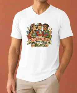 Awesome Good Back To School Squad Goals Retro Distressed V-Neck Shirt