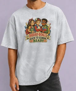 Awesome Good Back To School Squad Goals Retro Distressed Washed T-Shirt