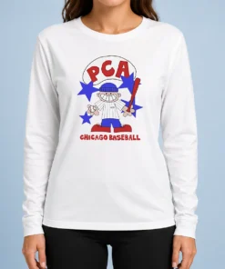 Awesome PCA Chicago Baseball Character Shirt With Pinstripe Uniform And Baseball Bat Long Sleeve Shirt