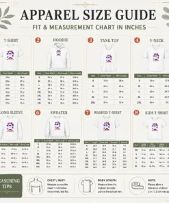 Size chart for Awesome PCA Chicago Baseball Character Shirt With Pinstripe Uniform And Baseball Bat with measurements in inches and cm to help choose the right fit