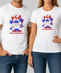Awesome PCA Chicago Baseball Character Shirt With Pinstripe Uniform And Baseball Bat