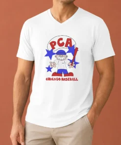 Awesome PCA Chicago Baseball Character Shirt With Pinstripe Uniform And Baseball Bat V-Neck Shirt