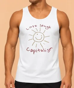 Awesome Top Late Stage Capitalism Smiley Face Political Satire Tank Top