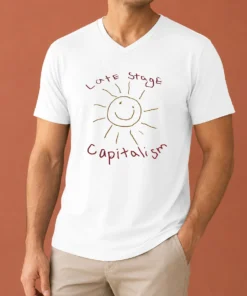 Awesome Top Late Stage Capitalism Smiley Face Political Satire V-Neck Shirt