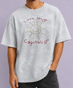 Awesome Top Late Stage Capitalism Smiley Face Political Satire Washed T-Shirt