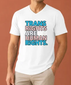 Funny Nice Trans Rights Are Human Rights LGBTQ Pride V-Neck Shirt