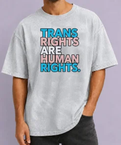 Funny Nice Trans Rights Are Human Rights LGBTQ Pride Washed T-Shirt