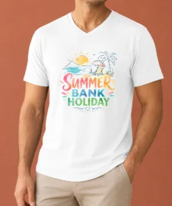 Funny Nice Watercolor Beach Scene Summer Bank Holiday Relax V-Neck Shirt