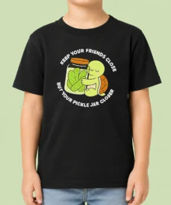 Funny Official Cute Turtle Hugging Pickle Jar Keep Your Friends Close Kids T-Shirt
