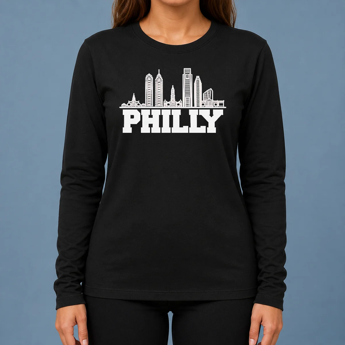 Funny Official Philly Skyline Apparel Philadelphia City Silhouette Long Sleeve Shirt
