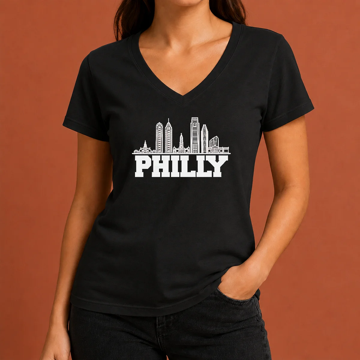 Funny Official Philly Skyline Apparel Philadelphia V-Neck Shirt Funny Official Philly Skyline Apparel Philadelphia V-Neck Shirt