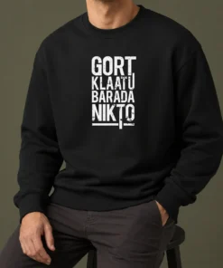 Funny Premium Gort Klaatu Barada Nikto Geek Sweater