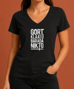Funny Premium Gort Klaatu Barada Nikto Geek V-Neck Shirt