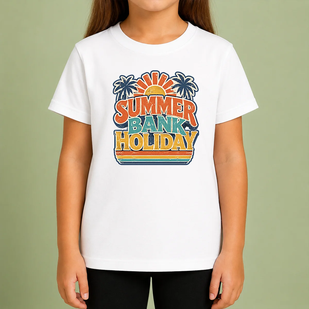 Good Hot Vintage Retro Summer Bank Holiday Palm Sunburst Kids T-Shirt