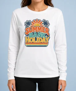 Good Hot Vintage Retro Summer Bank Holiday Palm Sunburst Long Sleeve Shirt