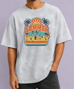 Good Hot Vintage Retro Summer Bank Holiday Palm Sunburst Washed T-Shirt