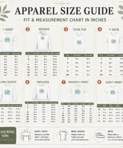 Size chart for Good Hot Watercolor Summer Bank Holiday Beach Palm Starfish with measurements in inches and cm to help choose the right fit