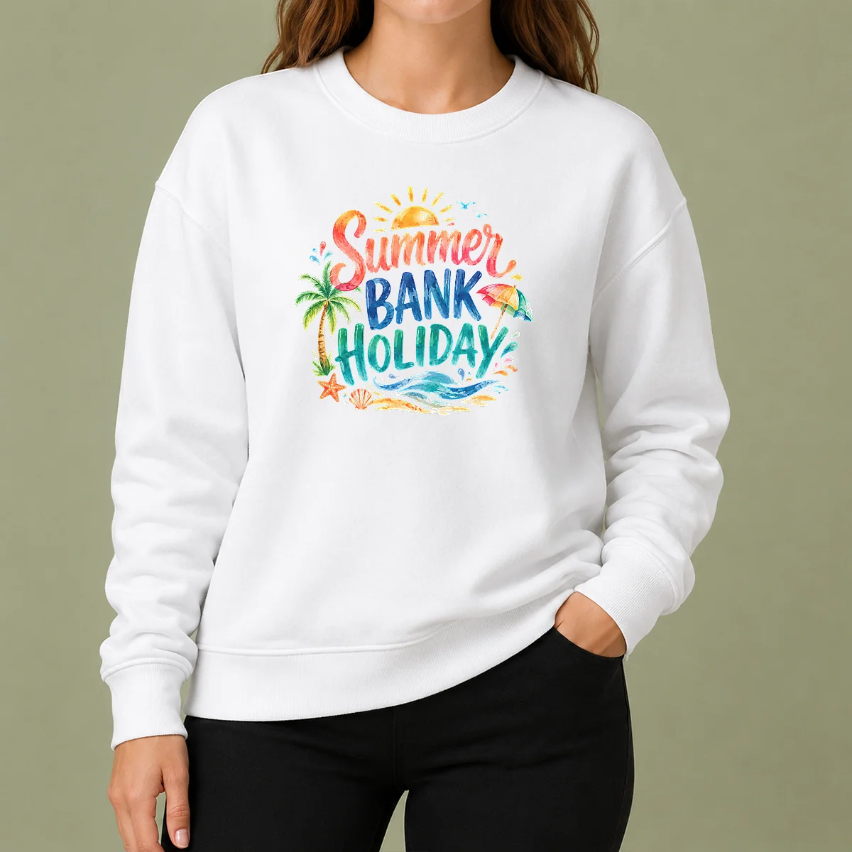 Good Hot Watercolor Summer Bank Holiday Beach Palm Starfish Sweater