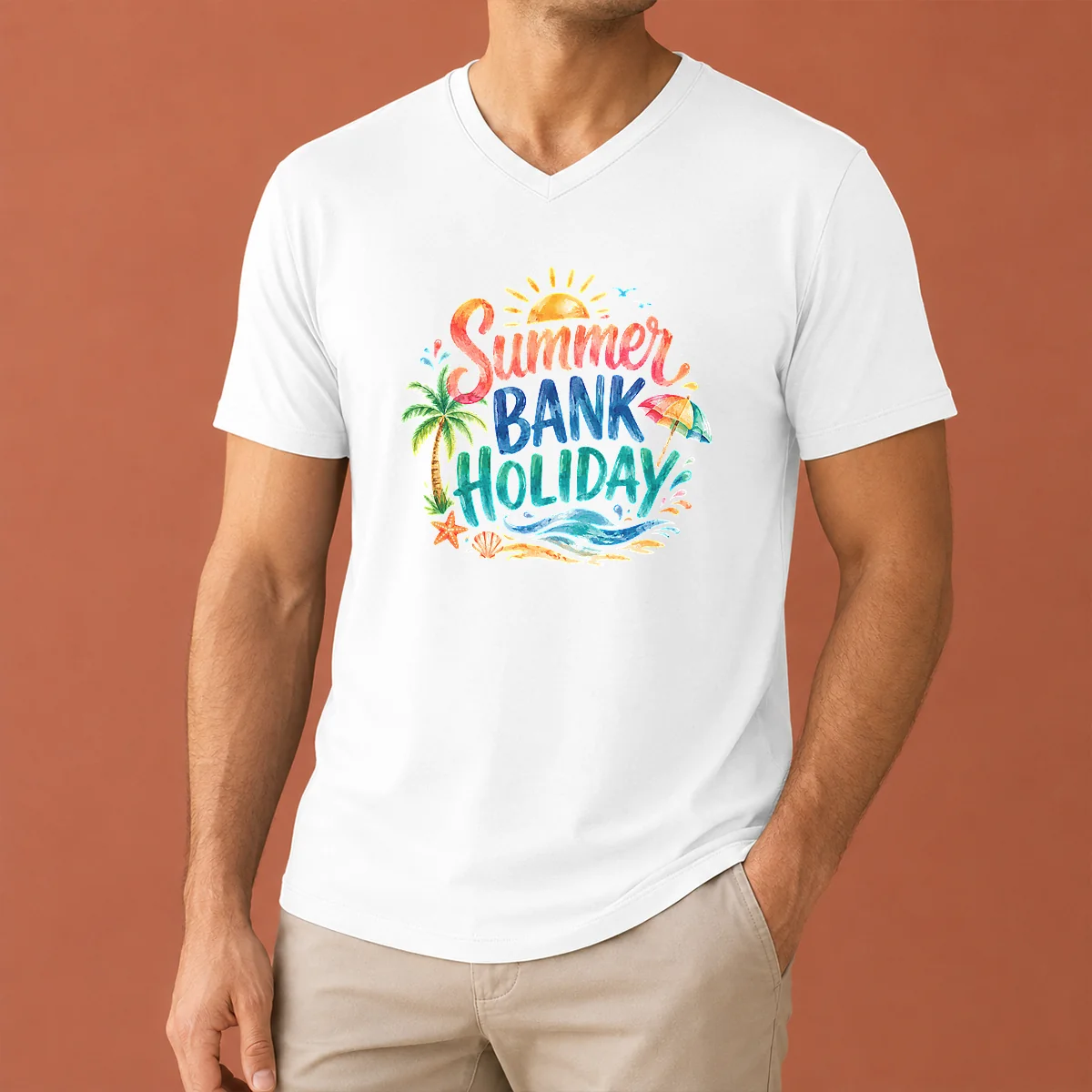 Good Hot Watercolor Summer Bank Holiday V-Neck Shirt Good Hot Watercolor Summer Bank Holiday V-Neck Shirt