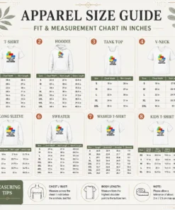Size chart for Happy Nice I'M An Engineer Building Blocks Brick Toy Builder with measurements in inches and cm to help choose the right fit