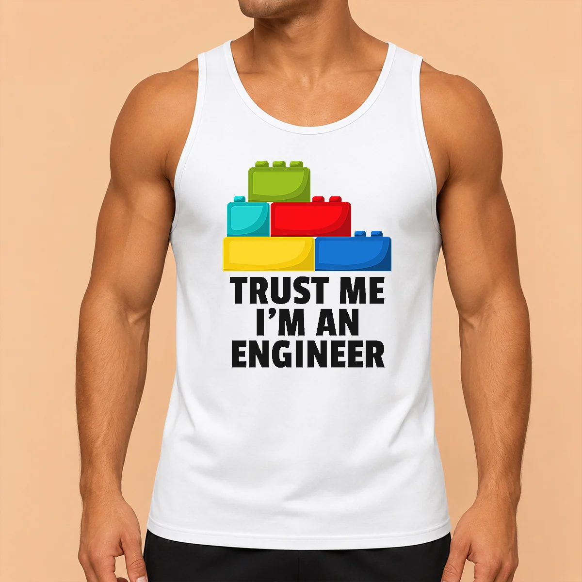 Happy Nice I'M An Engineer Building Blocks Brick Toy Builder Tank Top