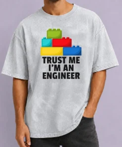 Happy Nice I'M An Engineer Building Blocks Brick Toy Builder Washed T-Shirt