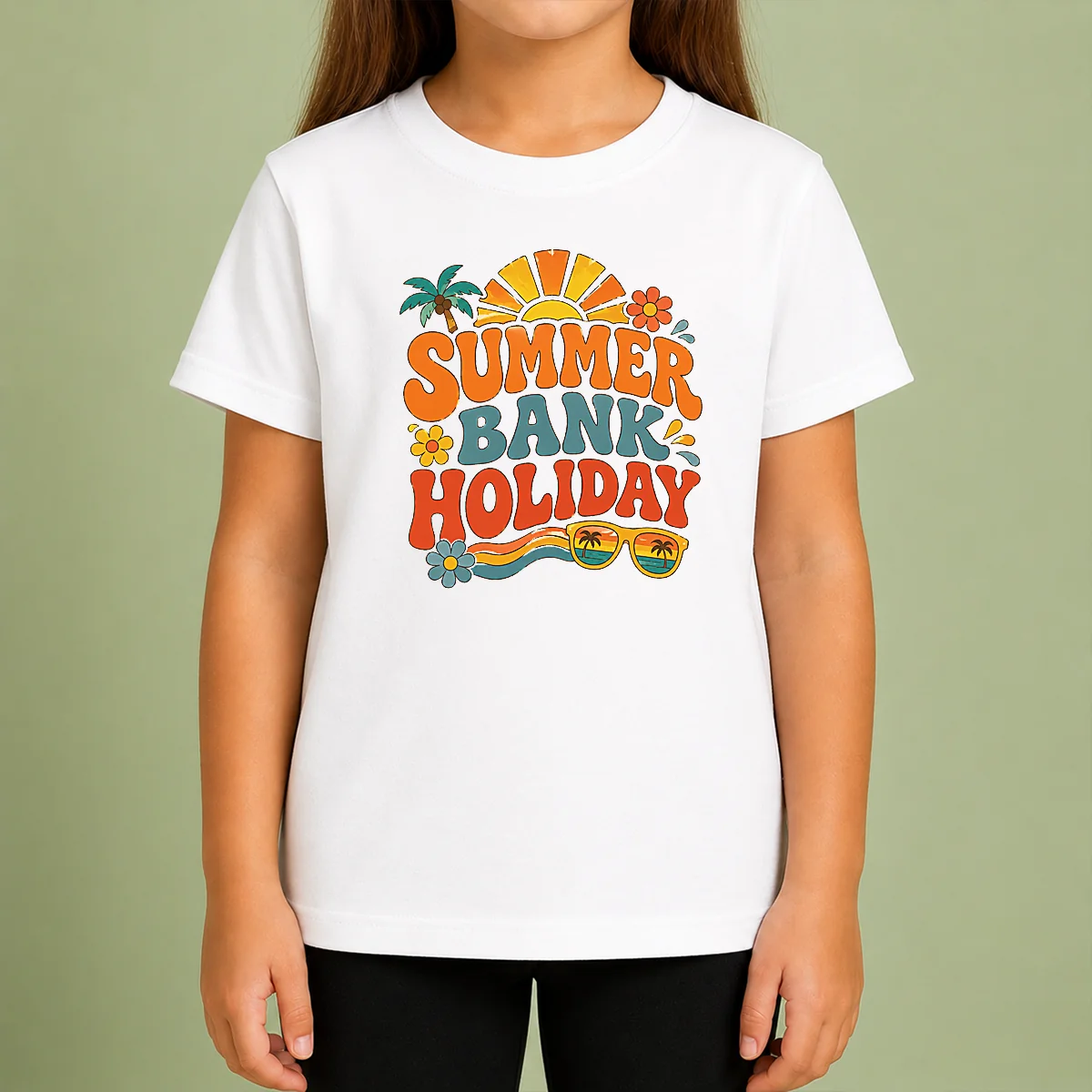 Happy Pretty Retro 70s Summer Bank Holiday Flower Power Kids T-Shirt