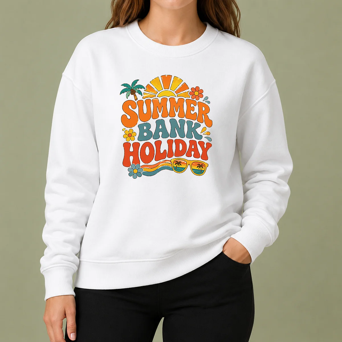 Happy Pretty Retro 70s Summer Bank Holiday Flower Power Sweater