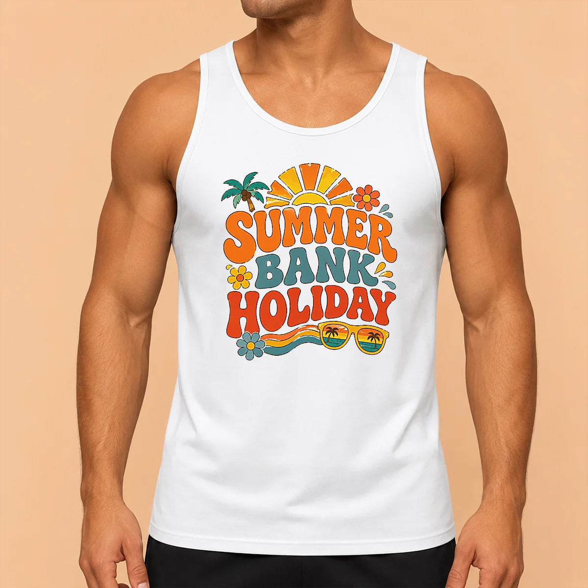 Happy Pretty Retro 70s Summer Bank Holiday Flower Power Tank Top