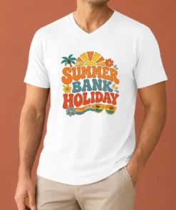 Happy Pretty Retro 70s Summer Bank Holiday Flower Power V-Neck Shirt