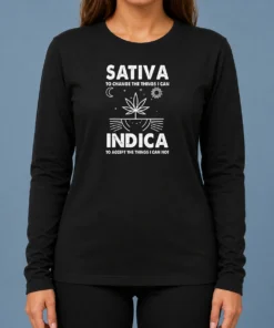 Happy Top Sativa To Change The Things I Can Indica To Accept The Things I Can Not Long Sleeve Shirt