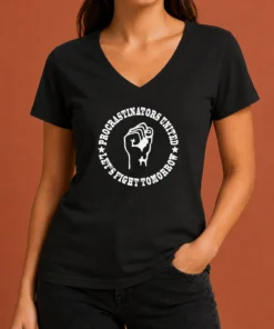 Hot Awesome Procrastinators Union Let'S Fight Tomorrow Geek V-Neck Shirt