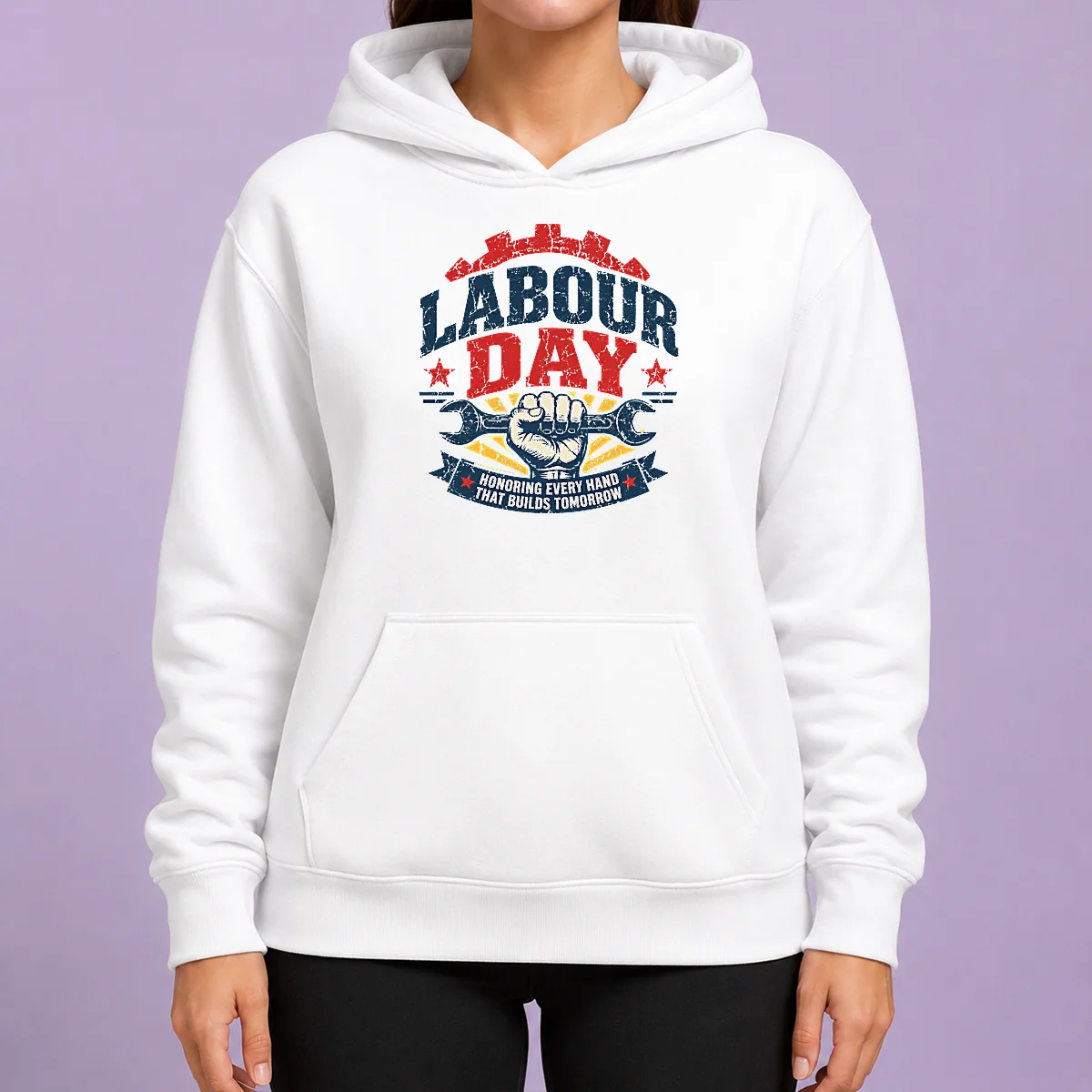 Hot Awesome Vintage Distressed Labour Day Honoring Builders Fist Hoodie