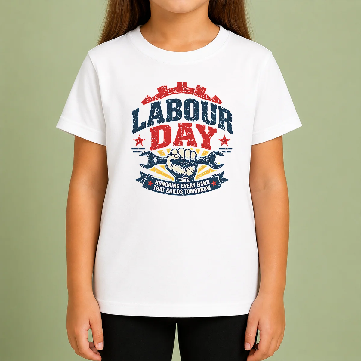 Hot Awesome Vintage Distressed Labour Day Honoring Builders Fist Kids T-Shirt